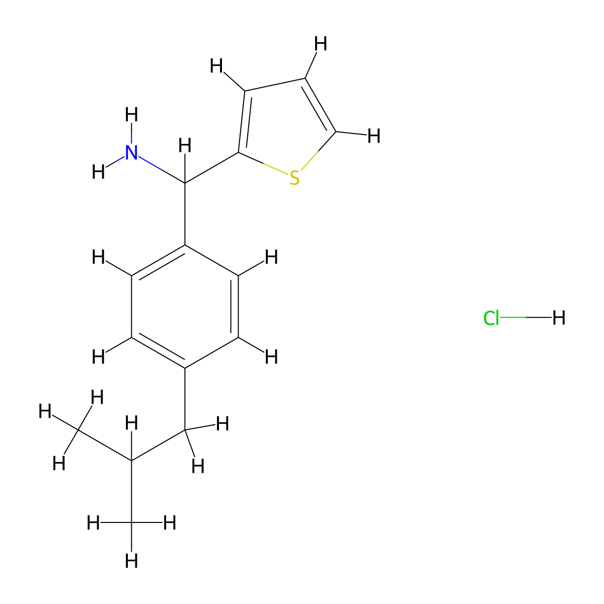[4-(2-Methylpropyl)phenyl](thiophen-2-yl)methanamine hydrochloride molecular structure, CAS 2093634-50-3