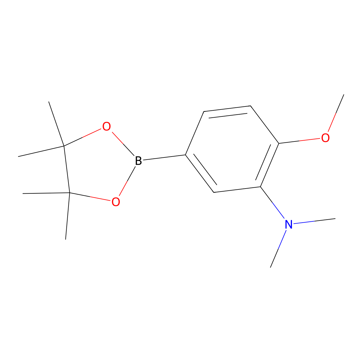 2-methoxy-N,N-dimethyl-5-(tetramethyl-1,3,2-dioxaborolan-2-yl)aniline molecular structure, CAS 2093691-95-1