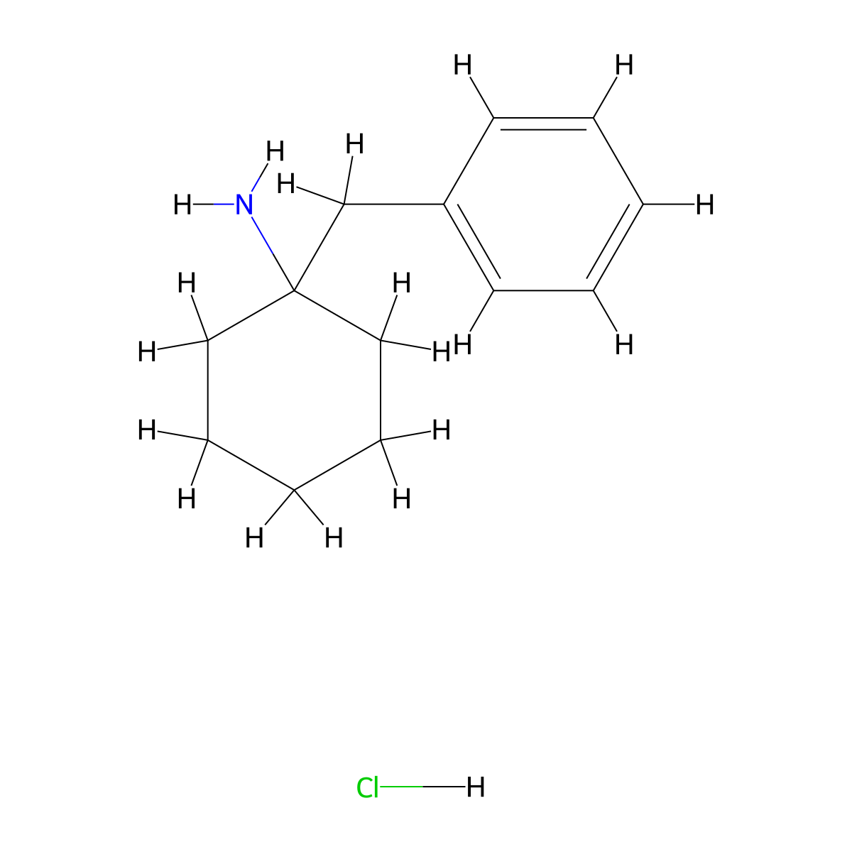 Cyclohexylamine, 1-benzyl-, hydrochloride molecular structure, CAS 20937-30-8