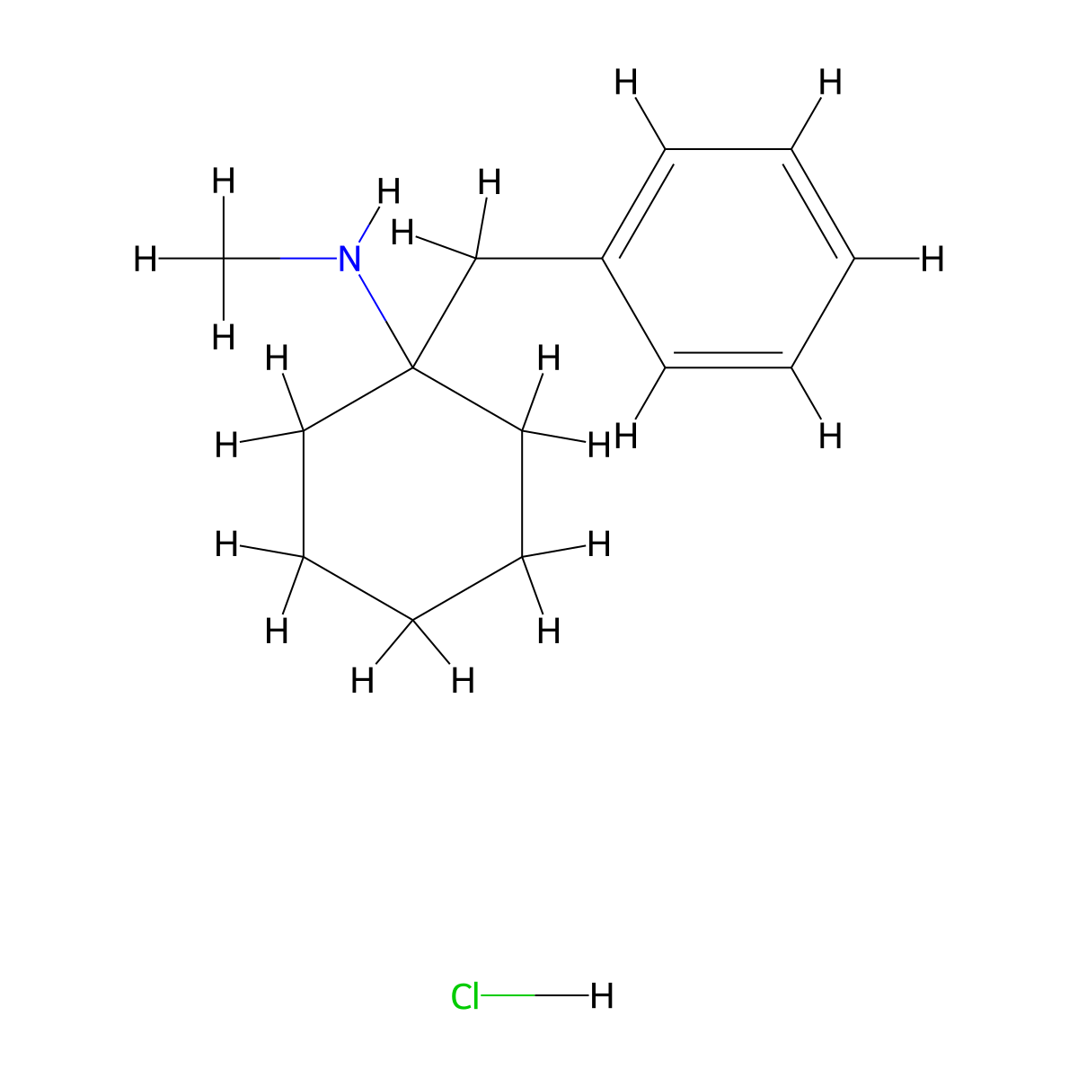 1-Benzyl-N-methylcyclohexan-1-amine--hydrogen chloride (1/1) molecular structure, CAS 20937-33-1