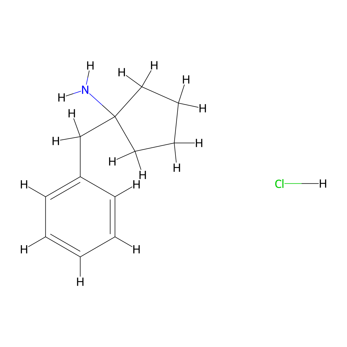 Cyclopentylamine, 1-benzyl-, hydrochloride molecular structure, CAS 20937-44-4