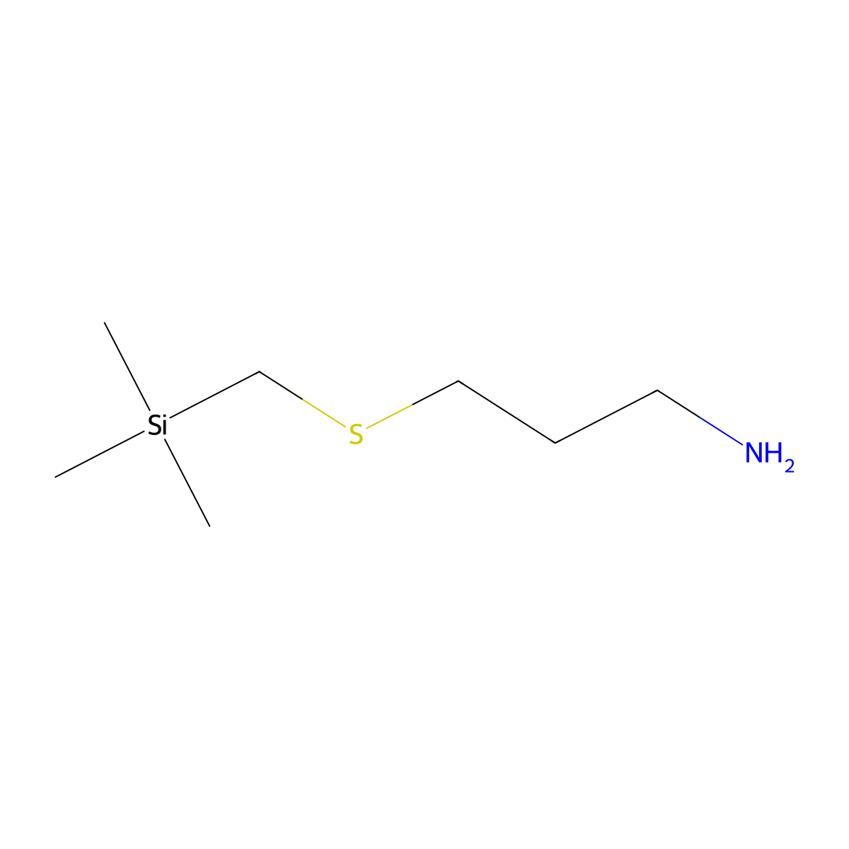 (((3-Aminopropyl)sulfanyl)methyl)trimethylsilane molecular structure, CAS 2093935-86-3
