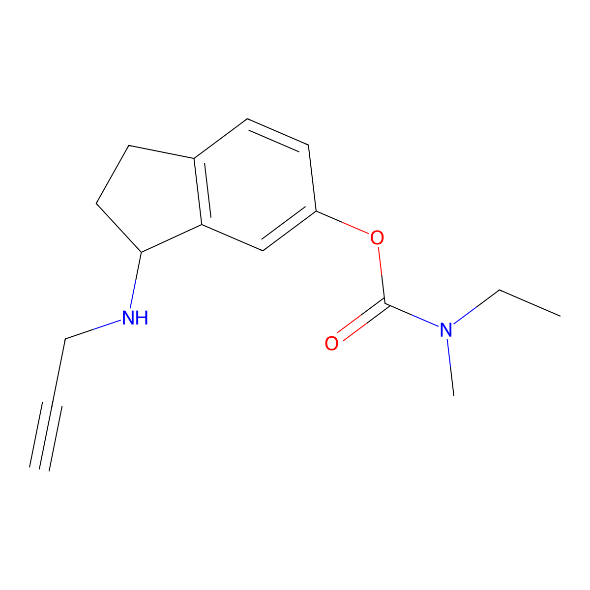 (3S)-3-(prop-2-yn-1-ylamino)-2,3-dihydro-1H-inden-5-yl N-ethyl-N-methylcarbamate hydrochloride molecular structure, CAS 209394-29-6