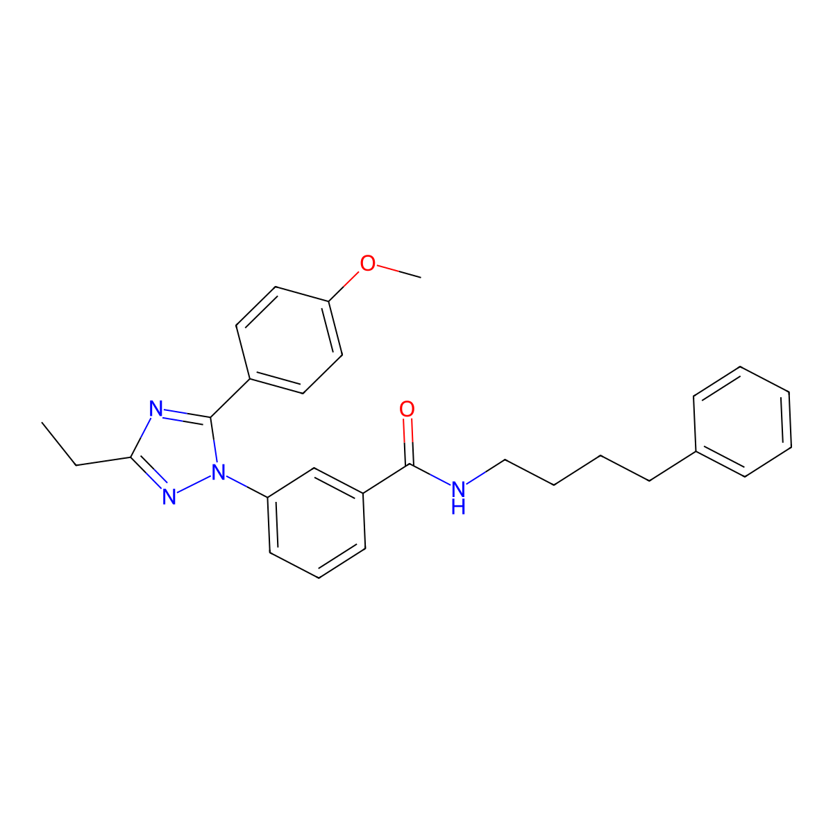 3-[3-ethyl-5-(4-methoxyphenyl)-1,2,4-triazol-1-yl]-N-(4-phenylbutyl)benzamide molecular structure, CAS 2093946-08-6
