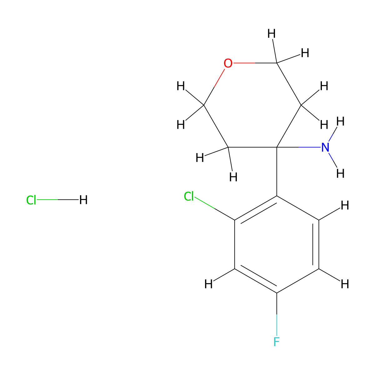 4-(2-Chloro-4-fluorophenyl)oxan-4-amine hydrochloride molecular structure, CAS 2093956-62-6