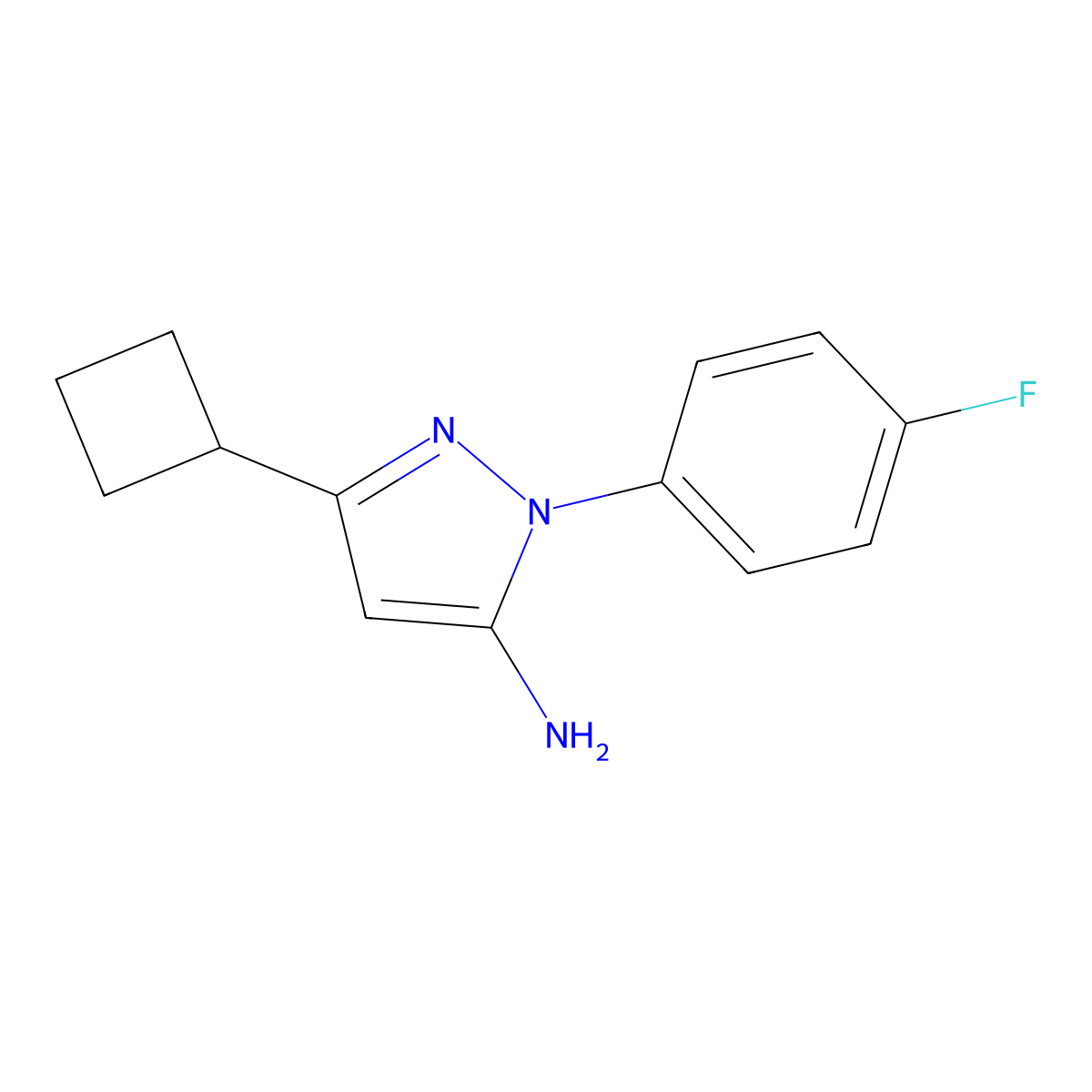 3-Cyclobutyl-1-(4-fluorophenyl)-1h-pyrazol-5-amine molecular structure, CAS 2093978-05-1