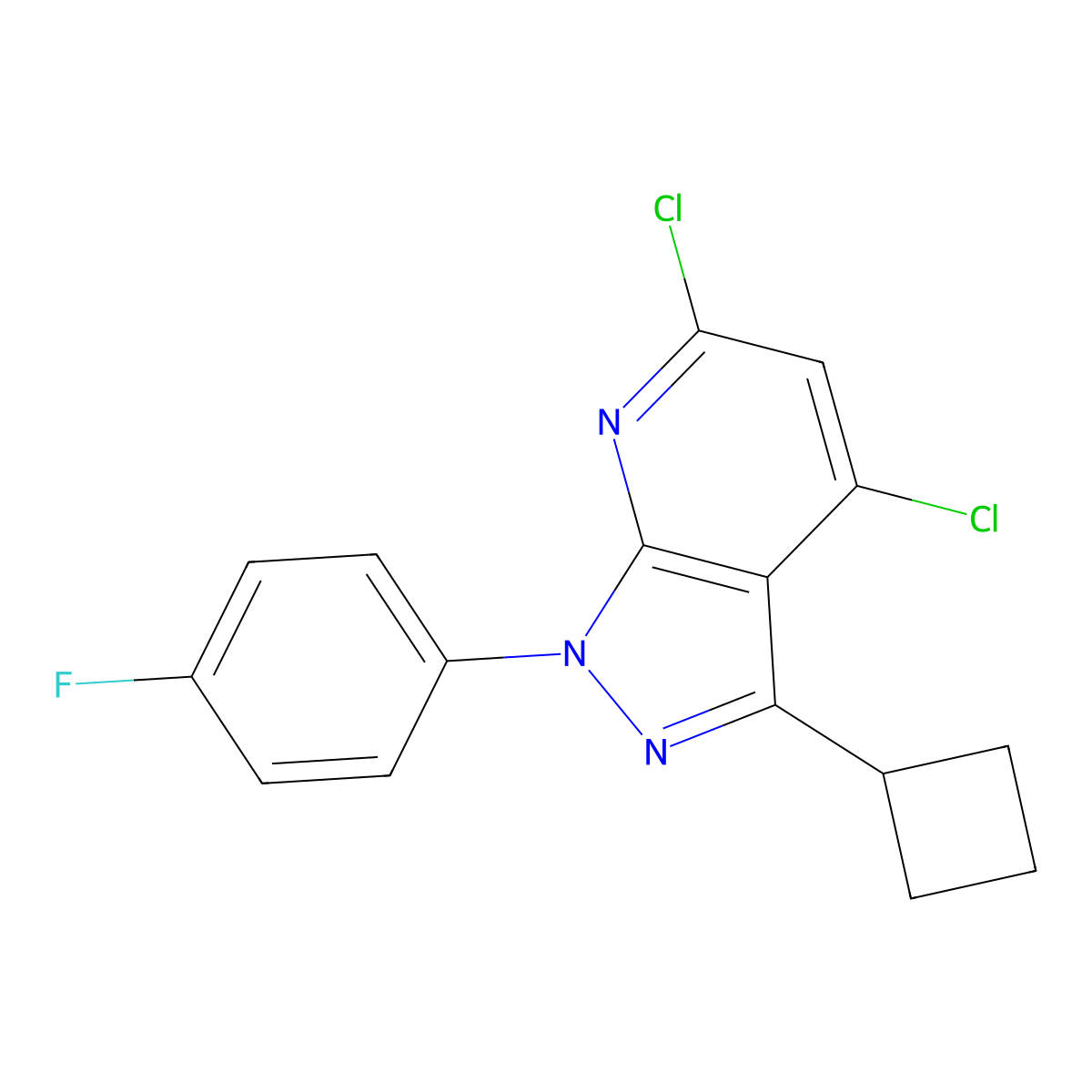 4,6-Dichloro-3-cyclobutyl-1-(4-fluorophenyl)-1H-pyrazolo[3,4-b]pyridine molecular structure, CAS 2093978-90-4