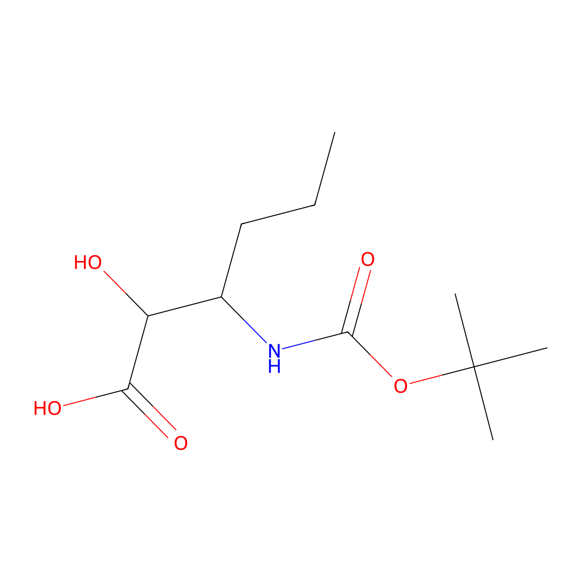 (3S)-3-[(tert-Butoxycarbonyl)amino]-2-hydroxyhexanoic acid molecular structure, CAS 209398-26-5