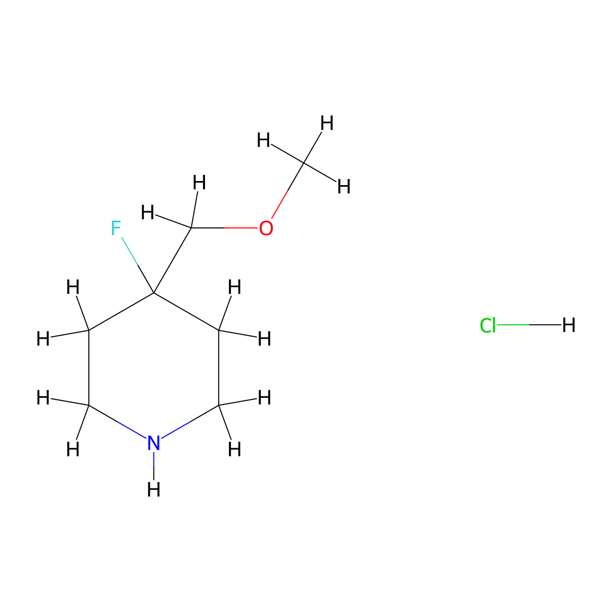 4-Fluoro-4-(methoxymethyl)piperidine Hydrochloride molecular structure, CAS 2093980-07-3