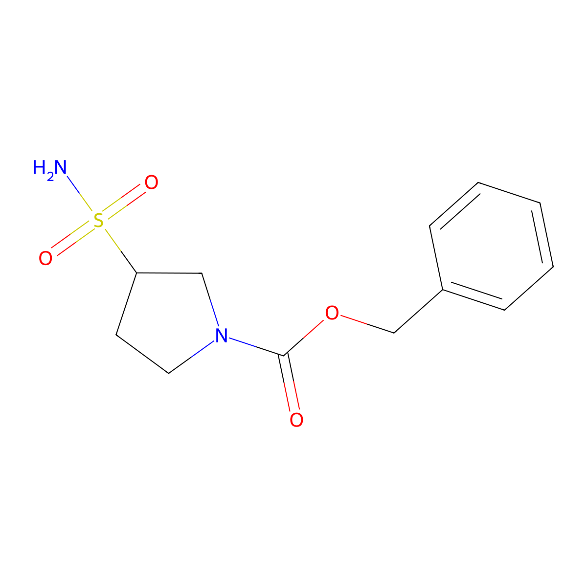 Benzyl 3-sulfamoylpyrrolidine-1-carboxylate molecular structure, CAS 2093987-69-8