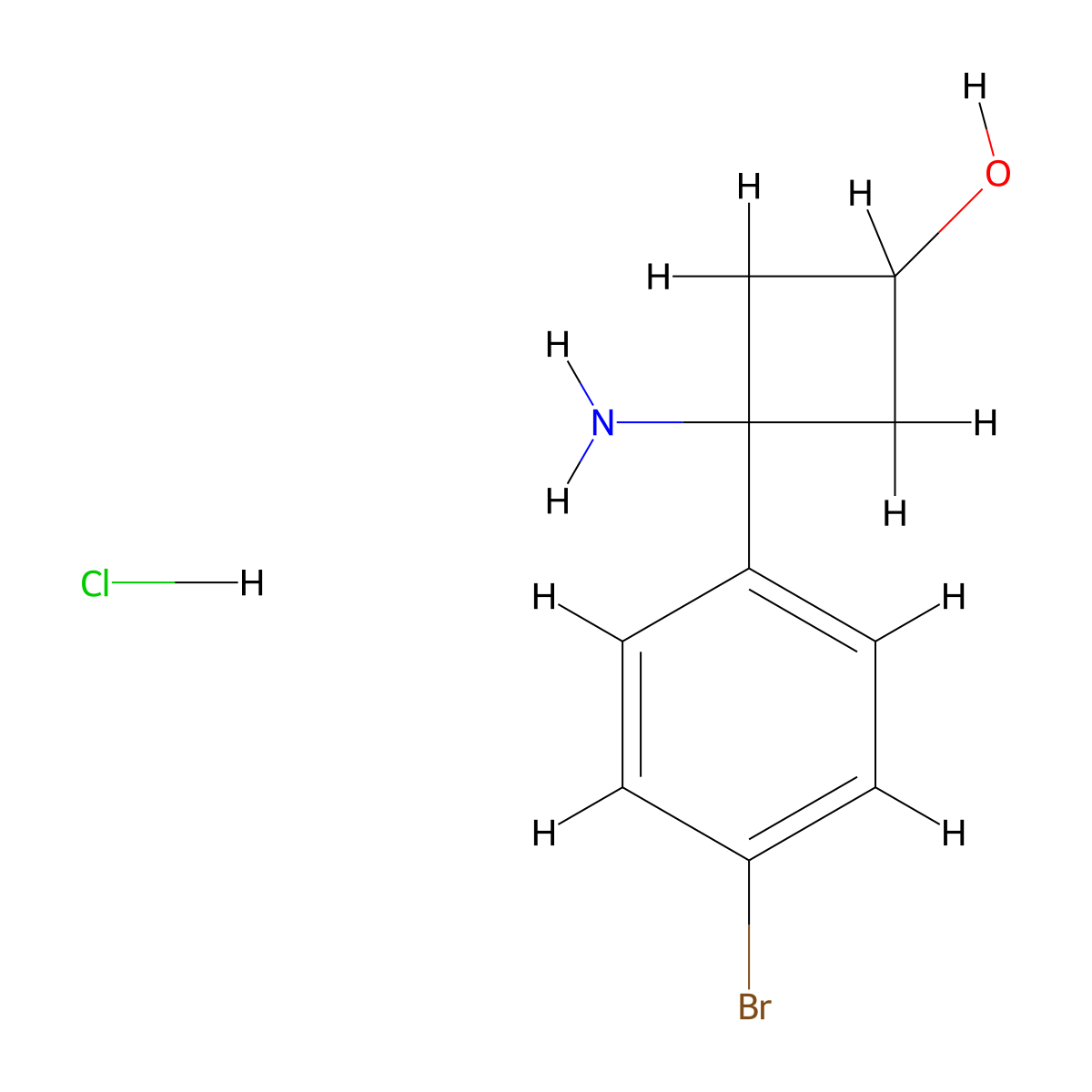 3-Amino-3-(4-bromophenyl)cyclobutan-1-ol hydrochloride molecular structure, CAS 2094031-82-8
