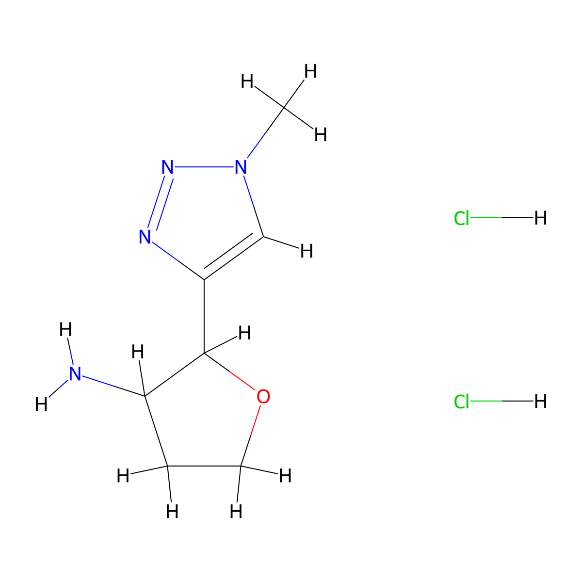2-(1-methyl-1H-1,2,3-triazol-4-yl)oxolan-3-amine dihydrochloride molecular structure, CAS 2094055-53-3