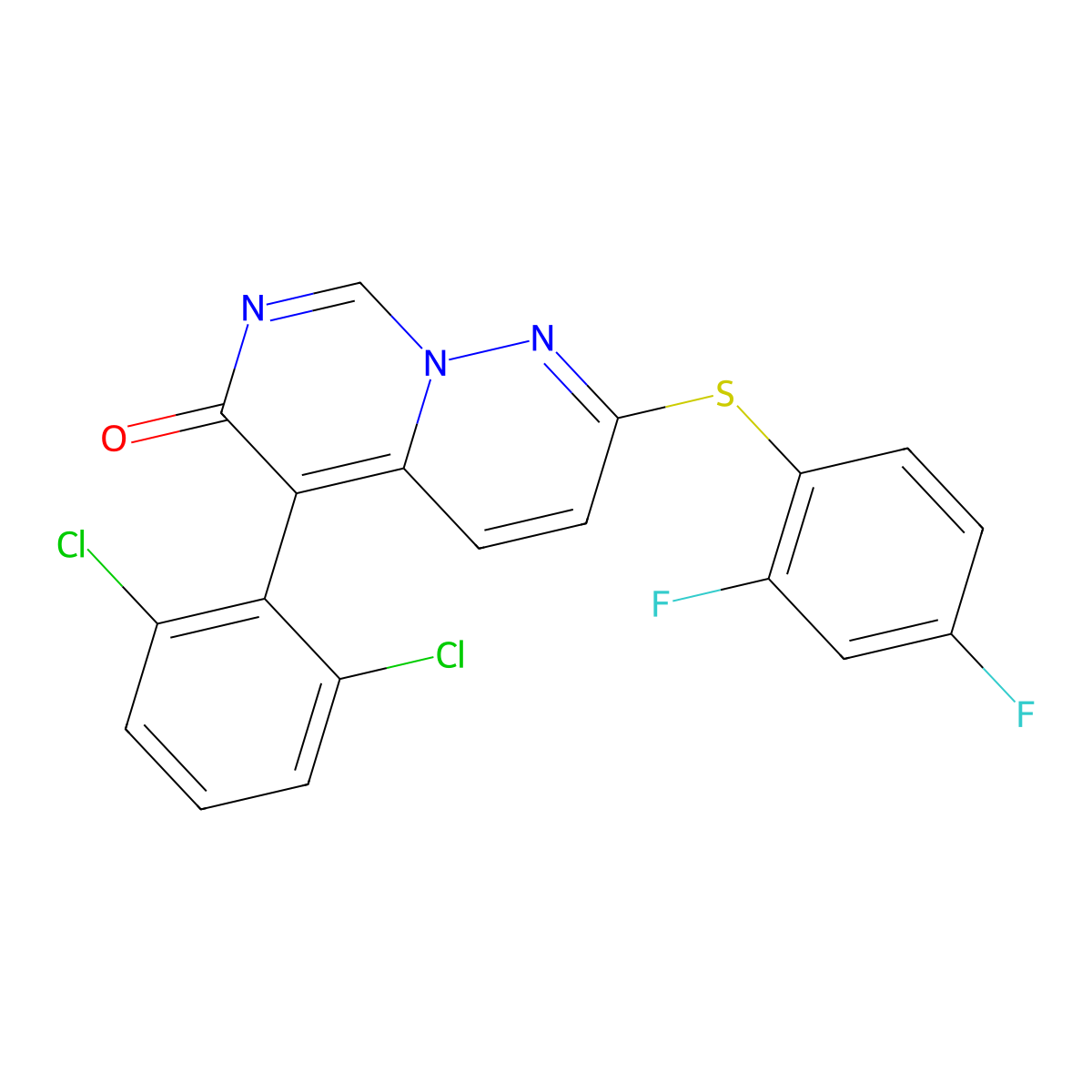 5-(2,6-Dichlorophenyl)-2-((2,4-difluorophenyl)thio)-6H-pyrimido(1,6-b)pyridazin-6-one molecular structure, CAS 209410-46-8