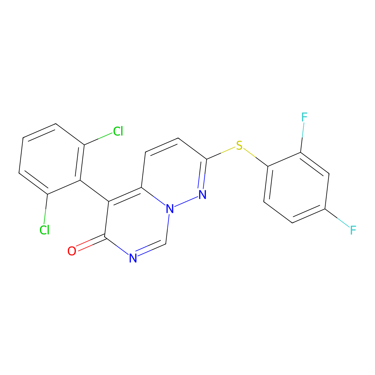 5-(2,6-Dichlorophenyl)-2-((2,4-difluorophenyl)thio)-6H-pyrimido(1,6-b)pyridazin-6-one molecular structure, CAS 209410-46-8