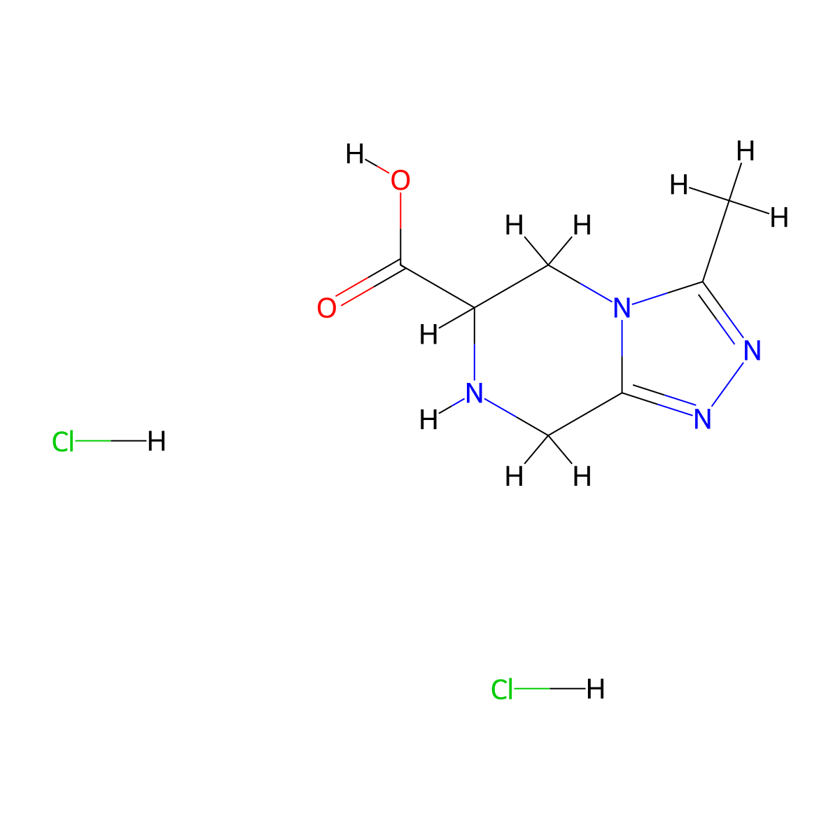 3-methyl-5H,6H,7H,8H-[1,2,4]triazolo[4,3-a]pyrazine-6-carboxylic acid dihydrochloride molecular structure, CAS 2094118-27-9
