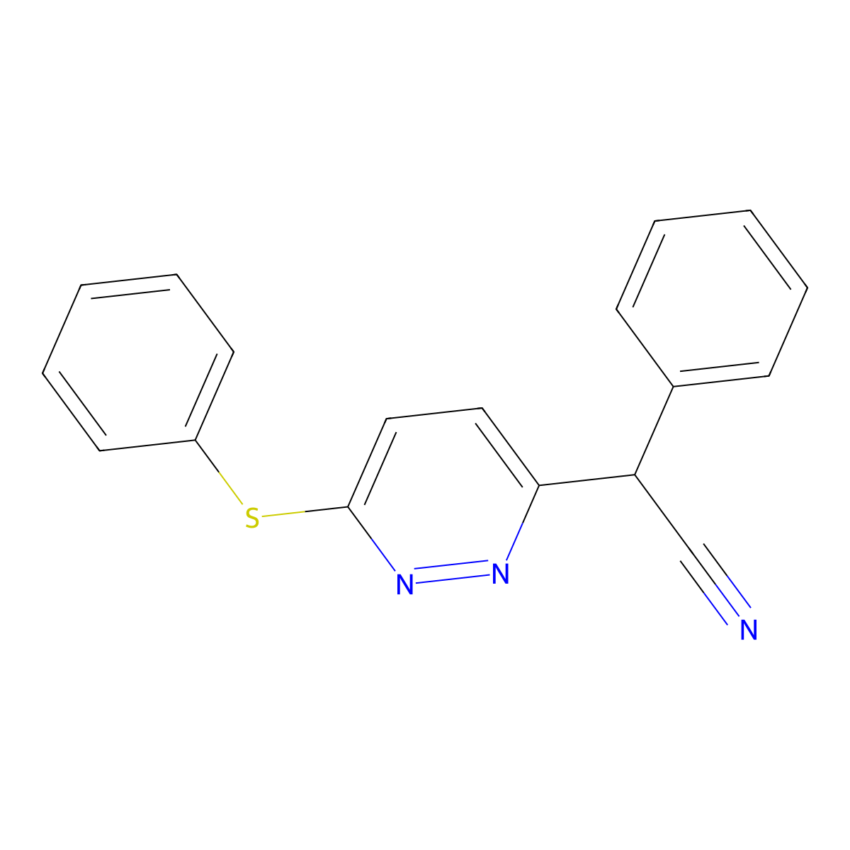 2-Phenyl-2-[6-(phenylsulfanyl)-3-pyridazinyl]acetonitrile molecular structure, CAS 209412-02-2