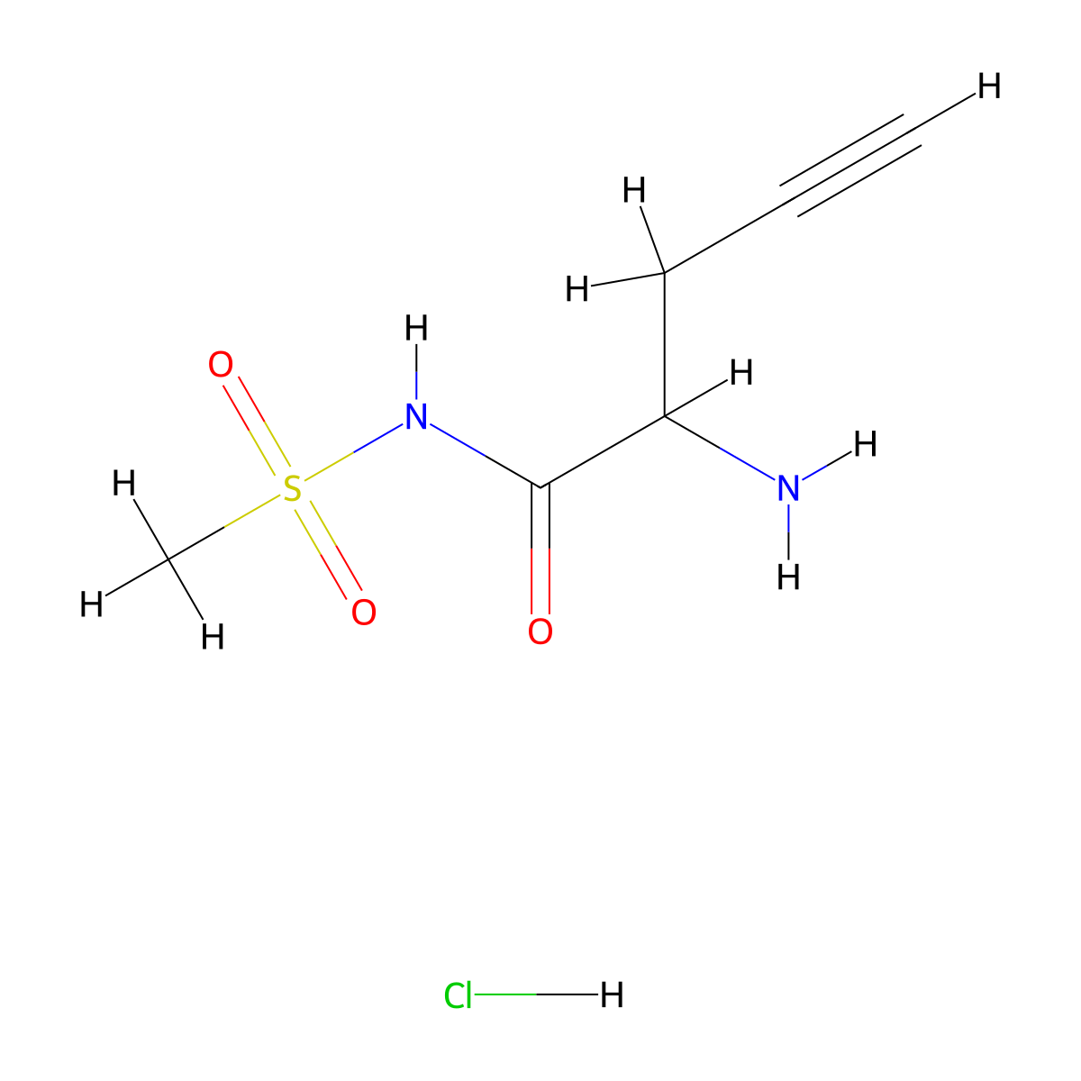 2-amino-N-methanesulfonylpent-4-ynamide hydrochloride molecular structure, CAS 2094130-11-5