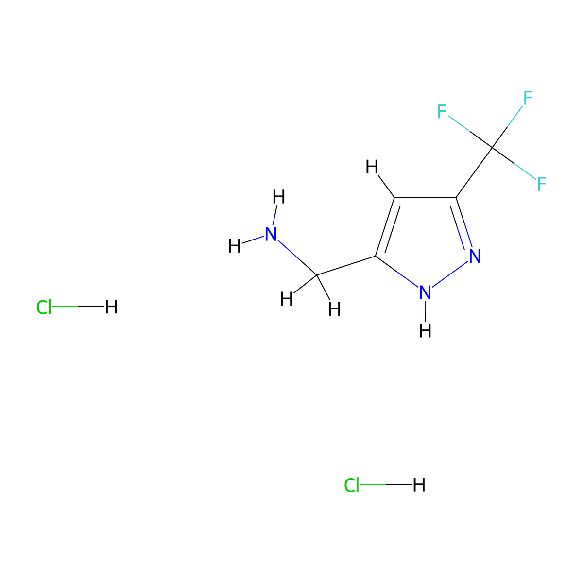 (5-(trifluoromethyl)-1H-pyrazol-3-yl)methanamine dihydrochloride molecular structure, CAS 2094132-56-4