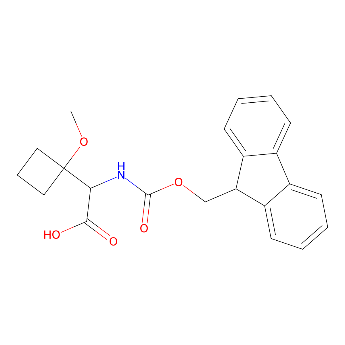 2-({[(9H-fluoren-9-yl)methoxy]carbonyl}amino)-2-(1-methoxycyclobutyl)acetic acid molecular structure, CAS 2094133-60-3