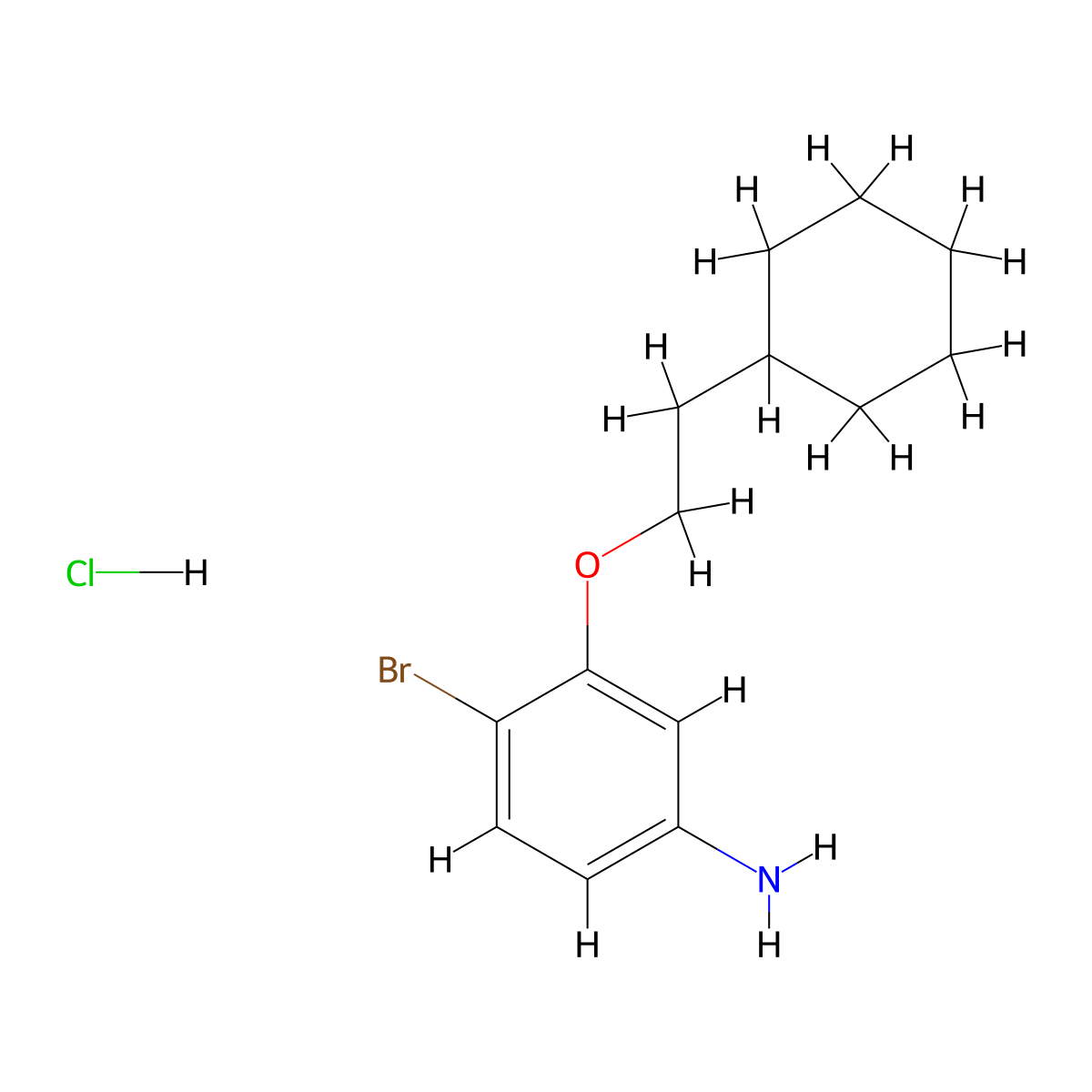 4-Bromo-3-(2-cyclohexylethoxy)aniline hydrochloride molecular structure, CAS 2094139-05-4