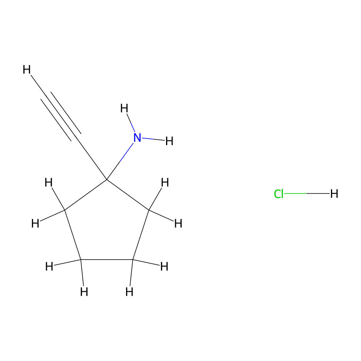 1-Ethynylcyclopentan-1-amine hydrochloride molecular structure, CAS 2094140-42-6