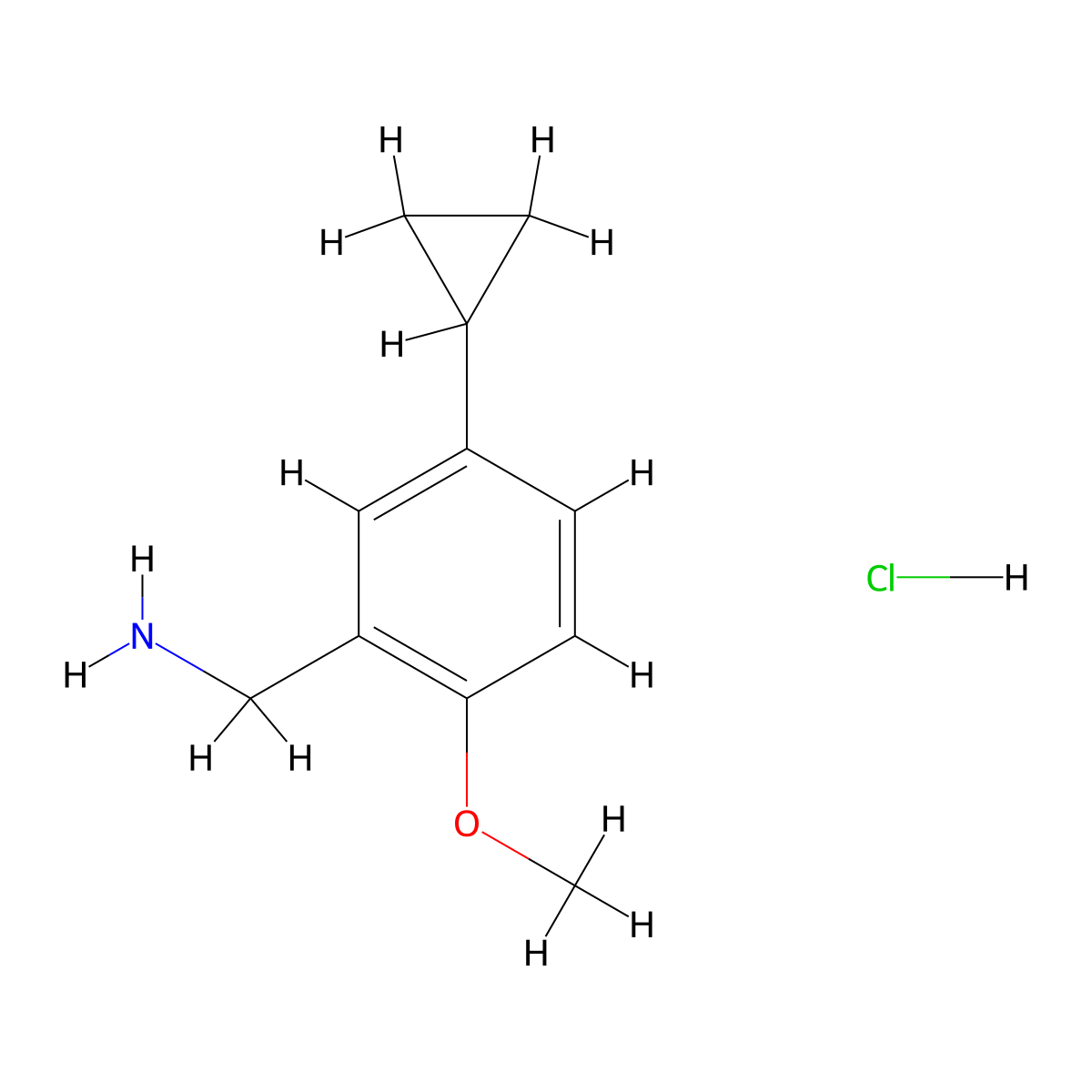 (5-Cyclopropyl-2-methoxyphenyl)methanamine hydrochloride molecular structure, CAS 2094144-61-1