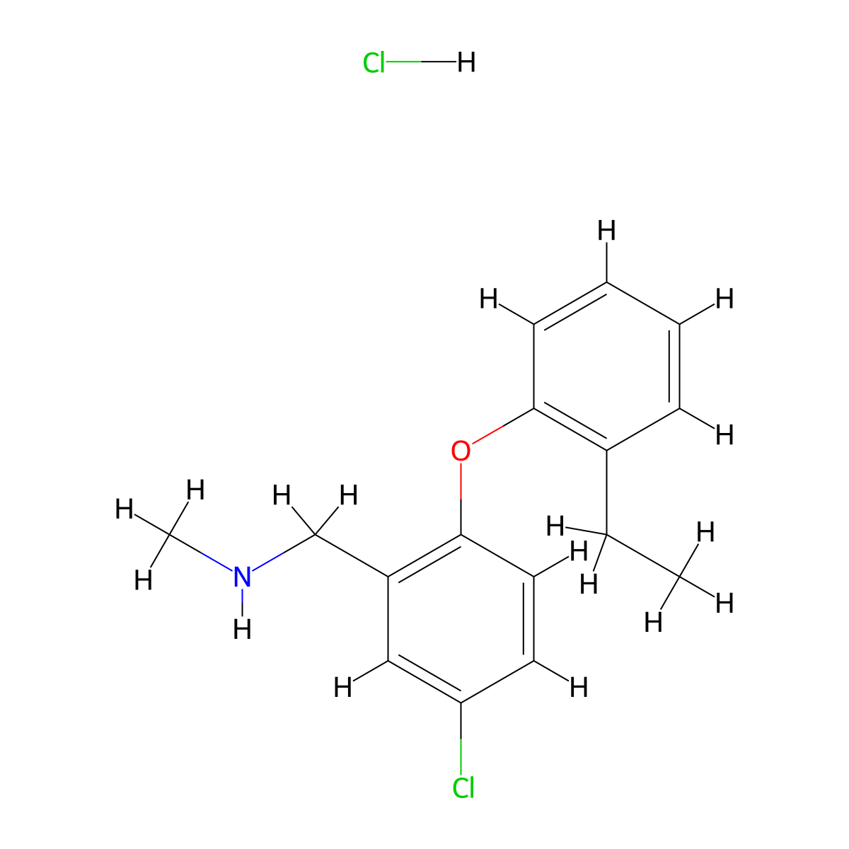 {[5-Chloro-2-(2-ethylphenoxy)phenyl]methyl}(methyl)amine hydrochloride molecular structure, CAS 2094147-05-2