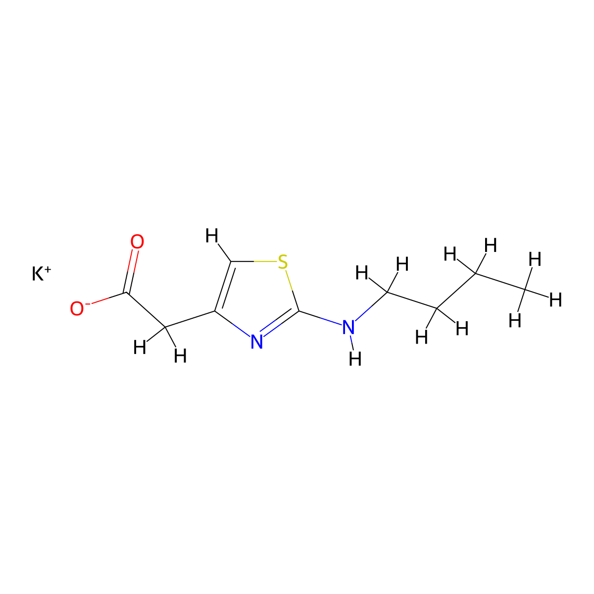 Potassium 2-(2-(butylamino)-1,3-thiazol-4-yl)acetate molecular structure, CAS 2094152-28-8