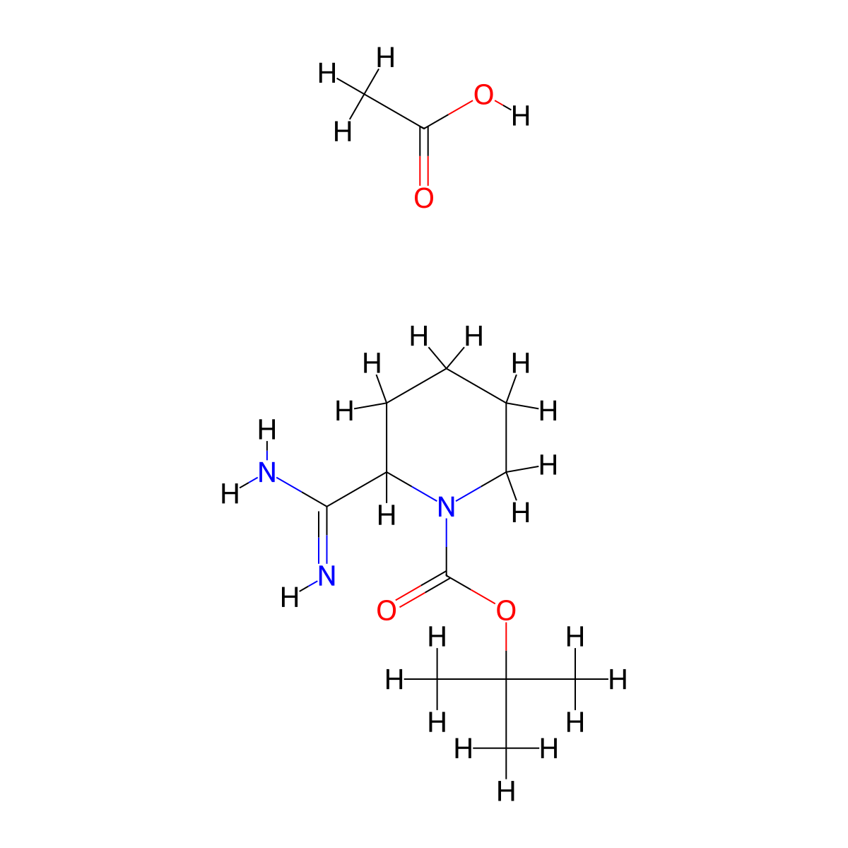 Acetic acid; tert-butyl 2-carbamimidoylpiperidine-1-carboxylate molecular structure, CAS 2094153-09-8