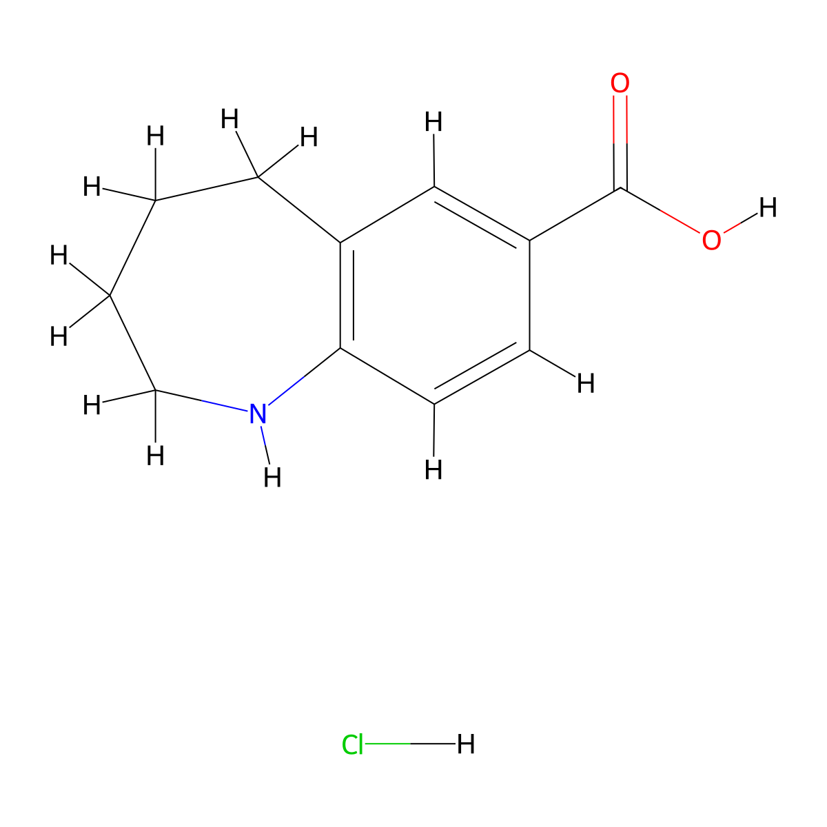 2,3,4,5-tetrahydro-1H-1-benzazepine-7-carboxylic acid hydrochloride molecular structure, CAS 2094153-95-2