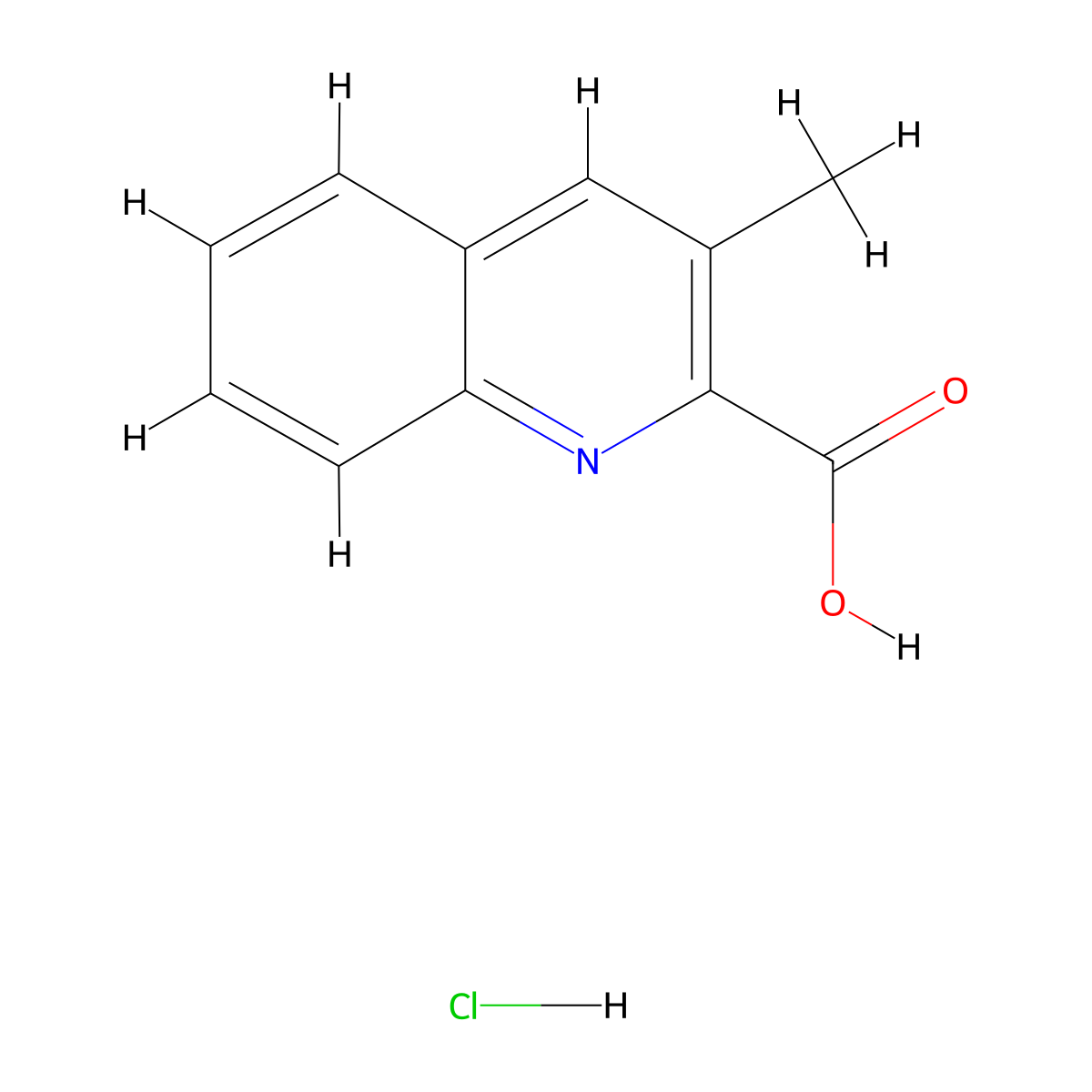 3-Methylquinoline-2-carboxylic acid hydrochloride molecular structure, CAS 2094155-95-8