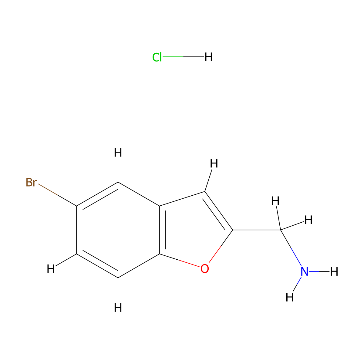 (5-Bromo-1-benzofuran-2-yl)methanamine hydrochloride molecular structure, CAS 2094160-53-7