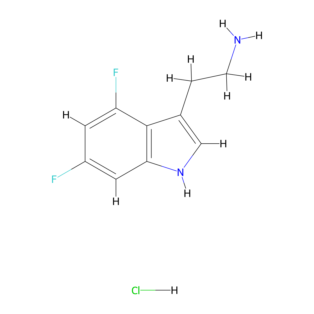 2-(4,6-difluoro-1H-indol-3-yl)ethan-1-amine hydrochloride molecular structure, CAS 2094162-94-2