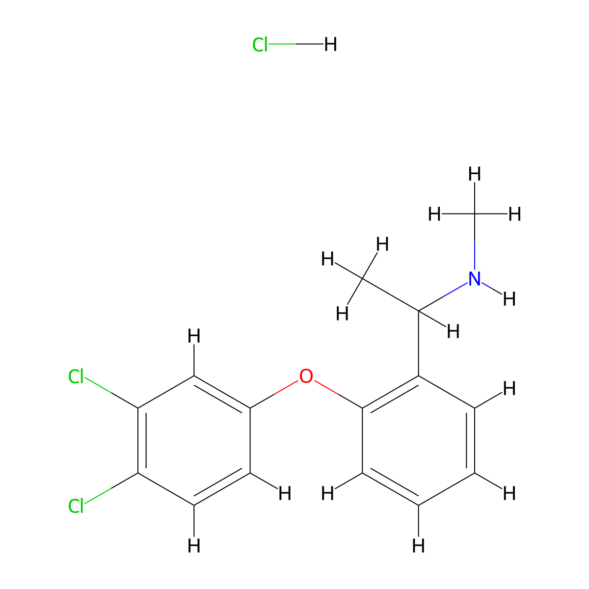 (1-(2-(3,4-Dichlorophenoxy)phenyl)ethyl)(methyl)amine hydrochloride molecular structure, CAS 2094163-23-0