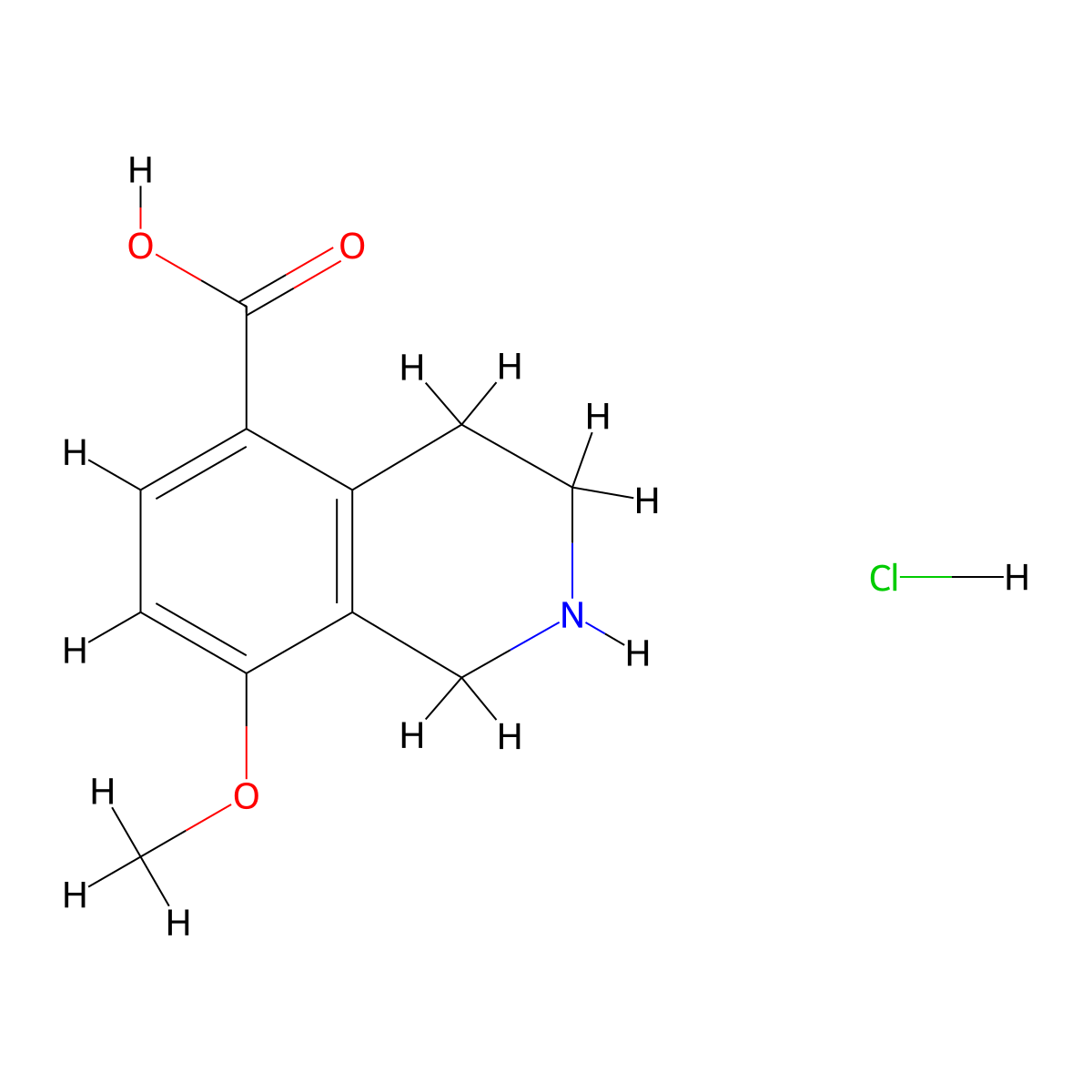 8-Methoxy-1,2,3,4-tetrahydroisoquinoline-5-carboxylic acid hydrochloride molecular structure, CAS 2094163-63-8