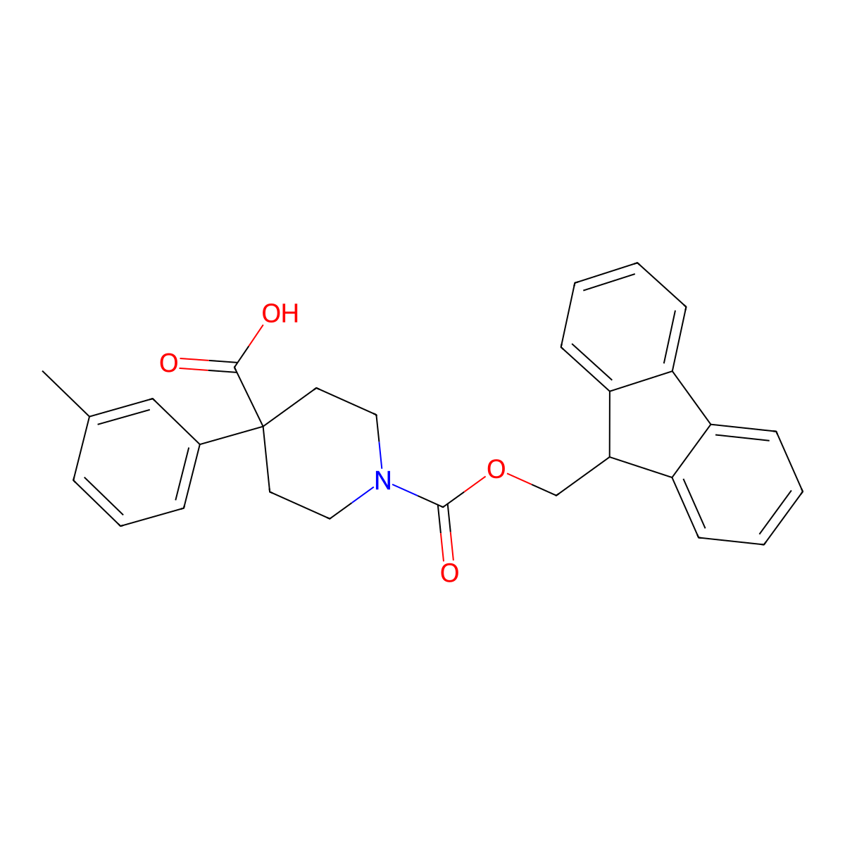 1-{[(9H-fluoren-9-yl)methoxy]carbonyl}-4-(3-methylphenyl)piperidine-4-carboxylic acid molecular structure, CAS 2094196-23-1