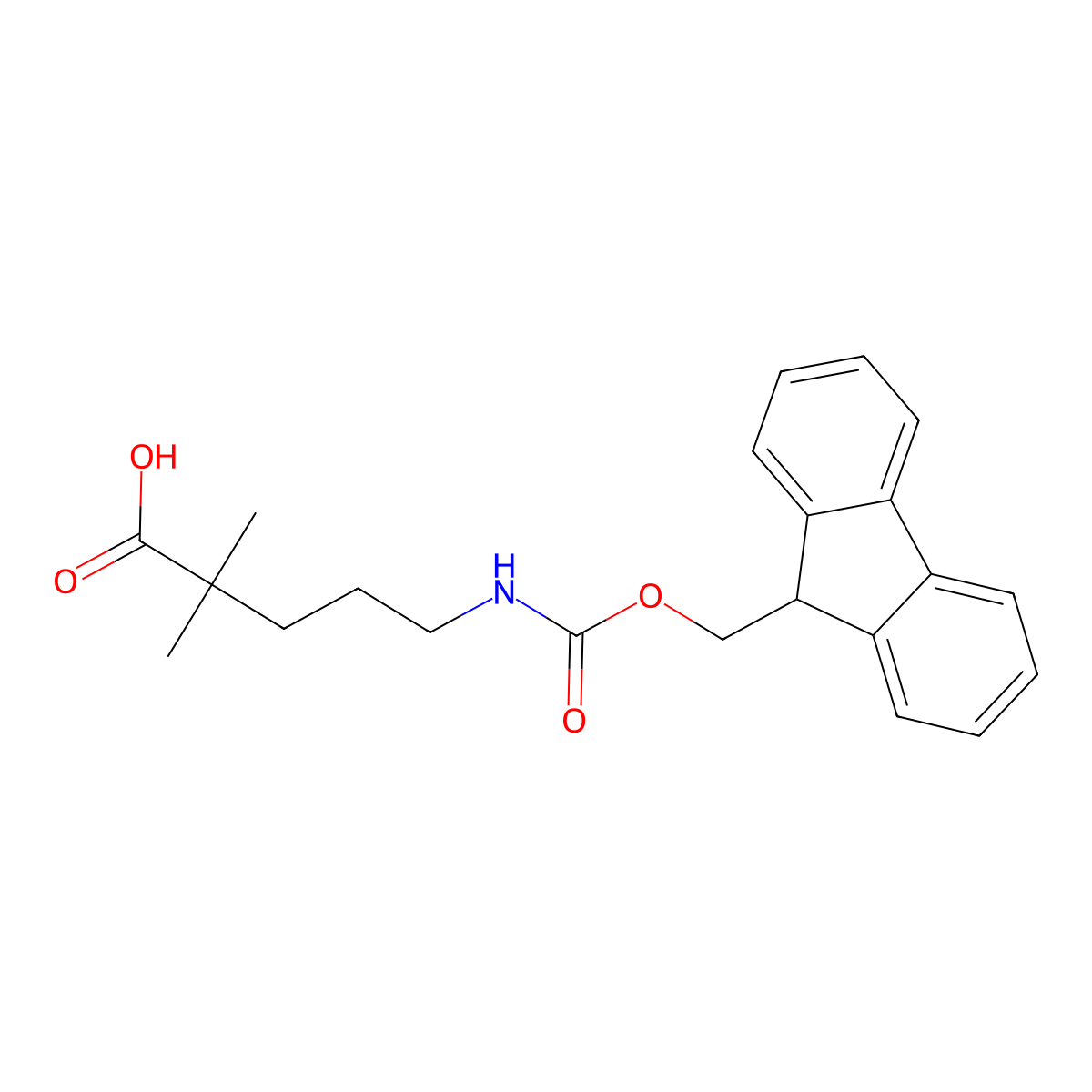 5-({[(9H-fluoren-9-yl)methoxy]carbonyl}amino)-2,2-dimethylpentanoic acid molecular structure, CAS 2094225-55-3
