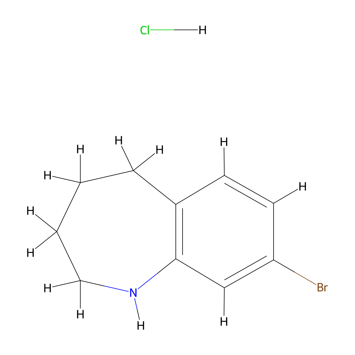 8-bromo-2,3,4,5-tetrahydro-1H-1-benzazepine hydrochloride molecular structure, CAS 2094226-27-2