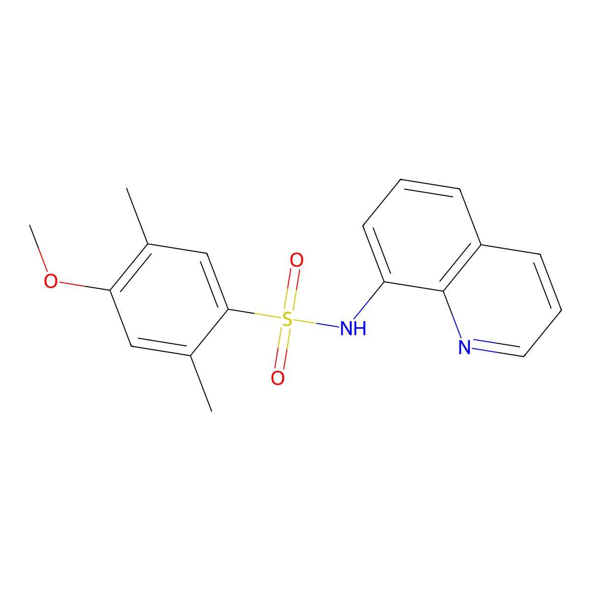 4-methoxy-2,5-dimethyl-N-(quinolin-8-yl)benzene-1-sulfonamide molecular structure, CAS 2094256-68-3