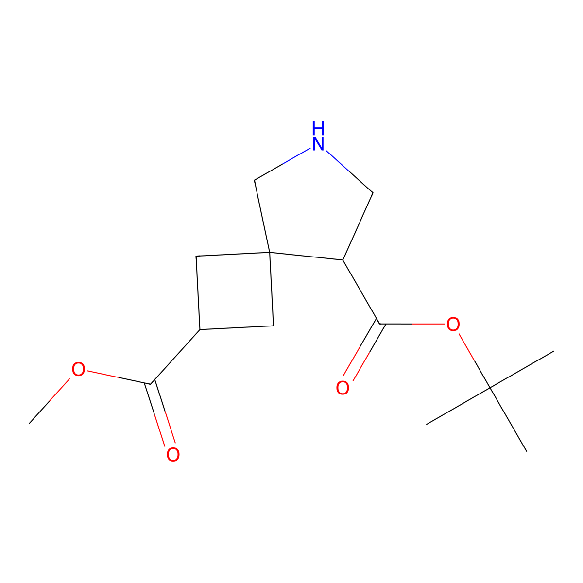 8-Tert-butyl 2-methyl 6-azaspiro[3.4]octane-2,8-dicarboxylate molecular structure, CAS 2094270-68-3
