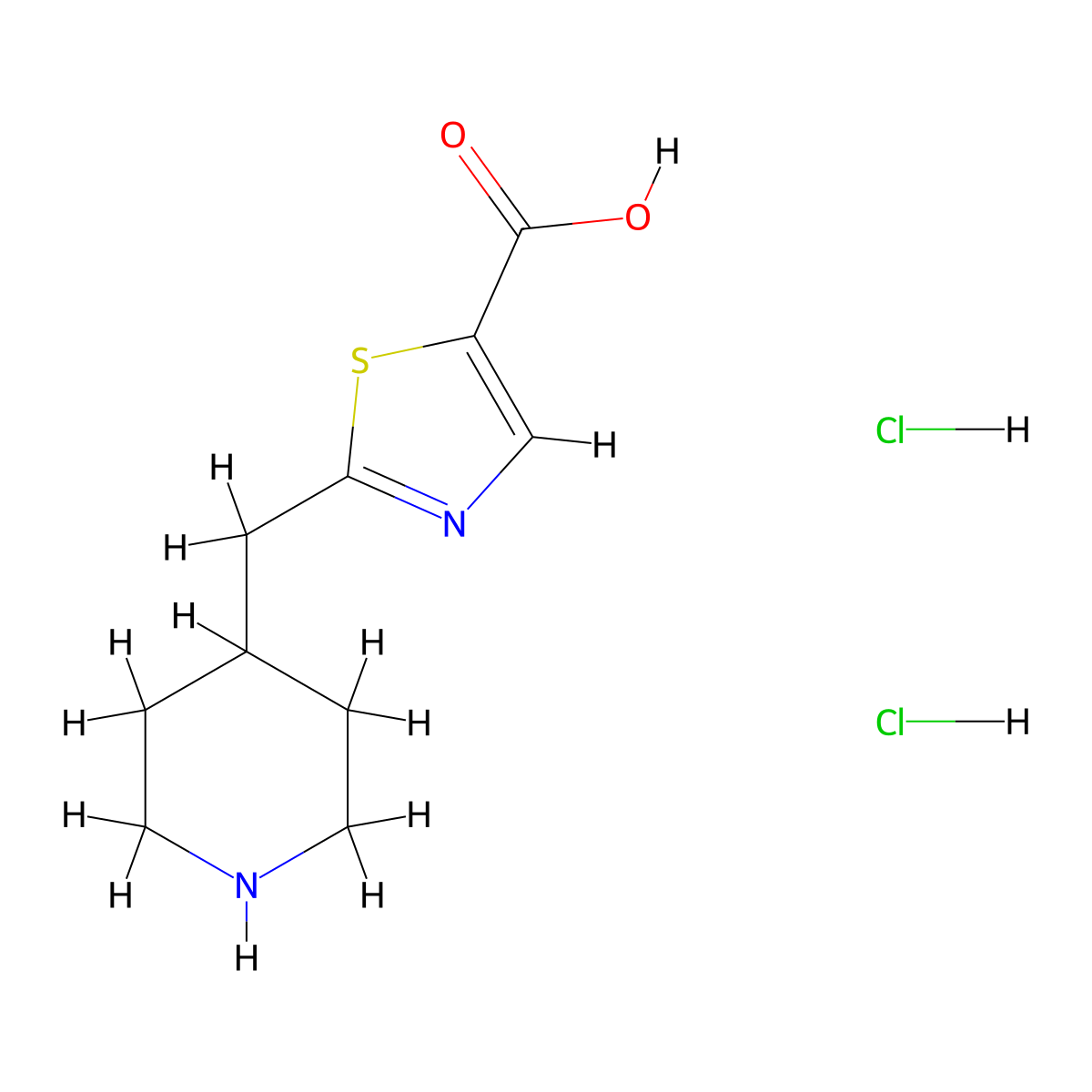 2-[(Piperidin-4-yl)methyl]-1,3-thiazole-5-carboxylic acid dihydrochloride molecular structure, CAS 2094273-37-5