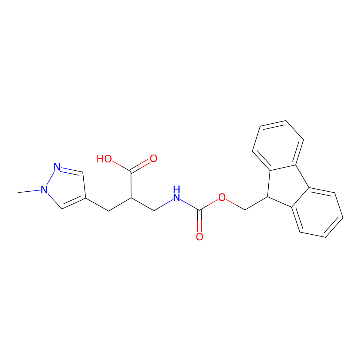 3-({[(9H-fluoren-9-yl)methoxy]carbonyl}amino)-2-[(1-methyl-1H-pyrazol-4-yl)methyl]propanoic acid molecular structure, CAS 2094279-11-3