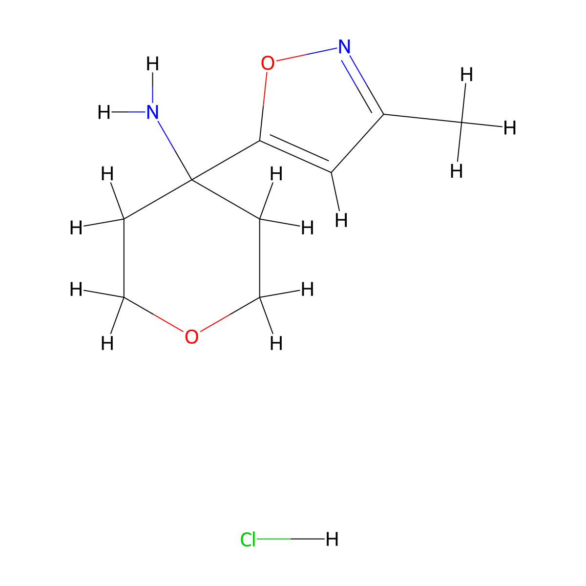 4-(3-Methyl-1,2-oxazol-5-yl)oxan-4-amine hydrochloride molecular structure, CAS 2094286-70-9