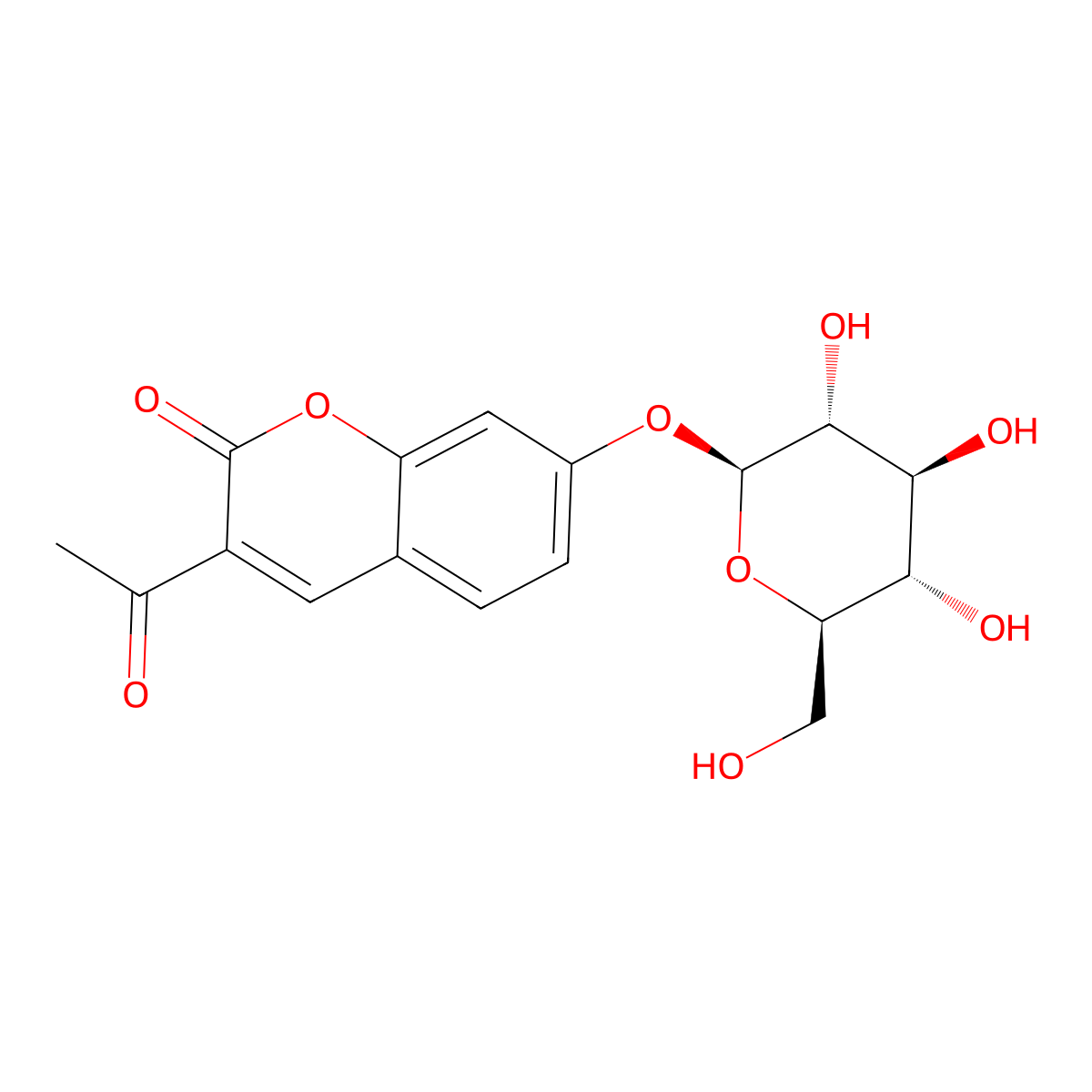 3-Acetyl-7-(beta-D-glucopyranosyloxy)-2H-1-benzopyran-2-one molecular structure, CAS 20943-16-2