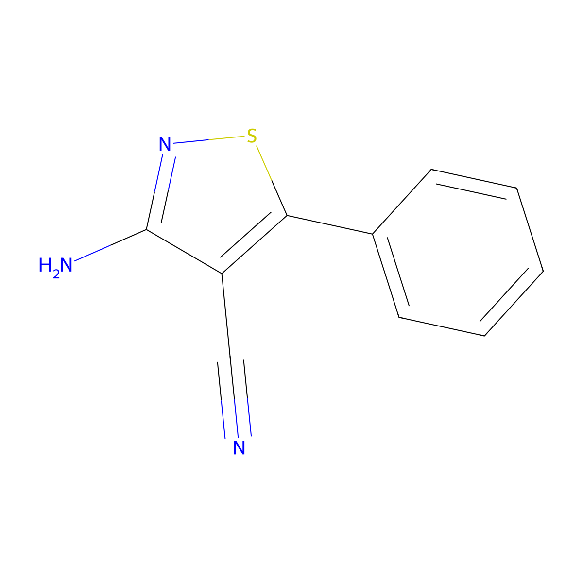 3-Amino-5-phenyl-1,2-thiazole-4-carbonitrile molecular structure, CAS 20943-38-8