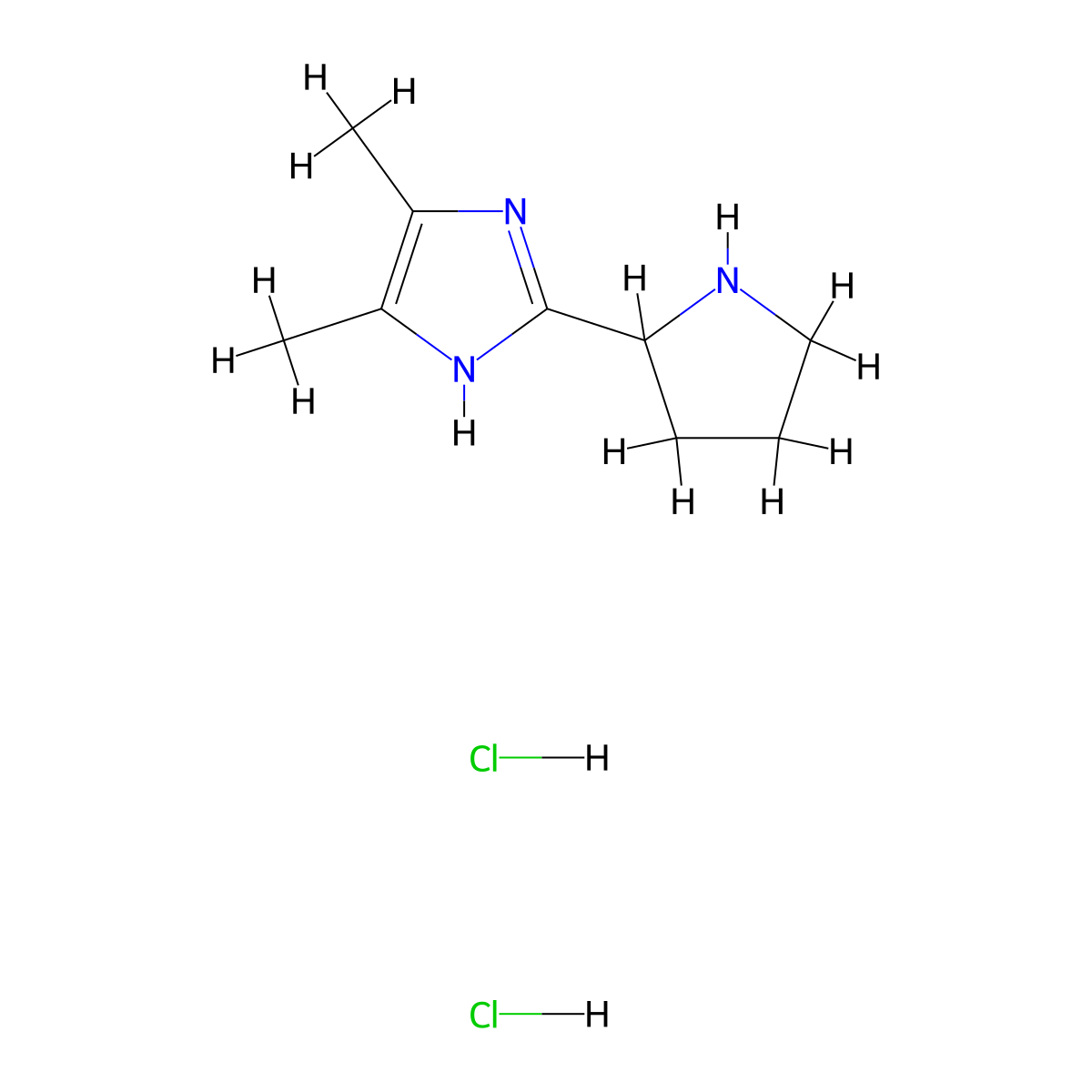 4,5-dimethyl-2-(pyrrolidin-2-yl)-1H-imidazole dihydrochloride molecular structure, CAS 2094302-64-2