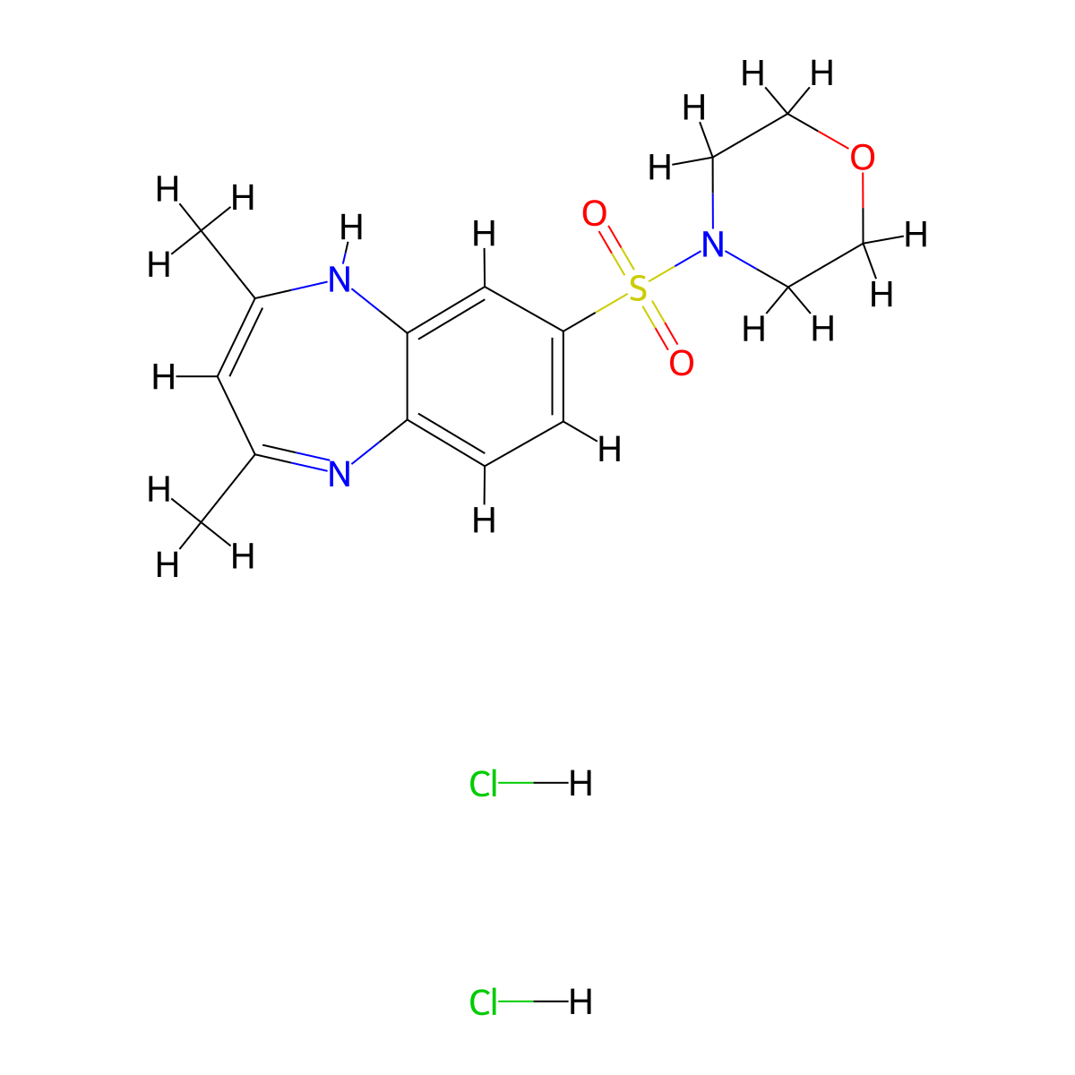 2,4-dimethyl-8-(morpholine-4-sulfonyl)-1H-1,5-benzodiazepine dihydrochloride molecular structure, CAS 2094303-60-1