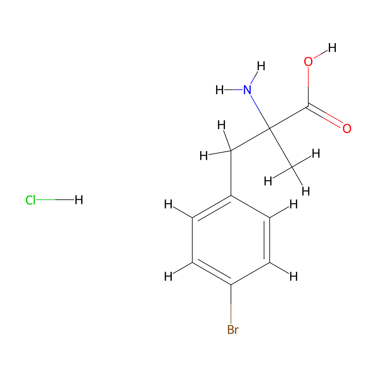 2-Amino-3-(4-bromophenyl)-2-methylpropanoic acid hydrochloride molecular structure, CAS 2094304-19-3