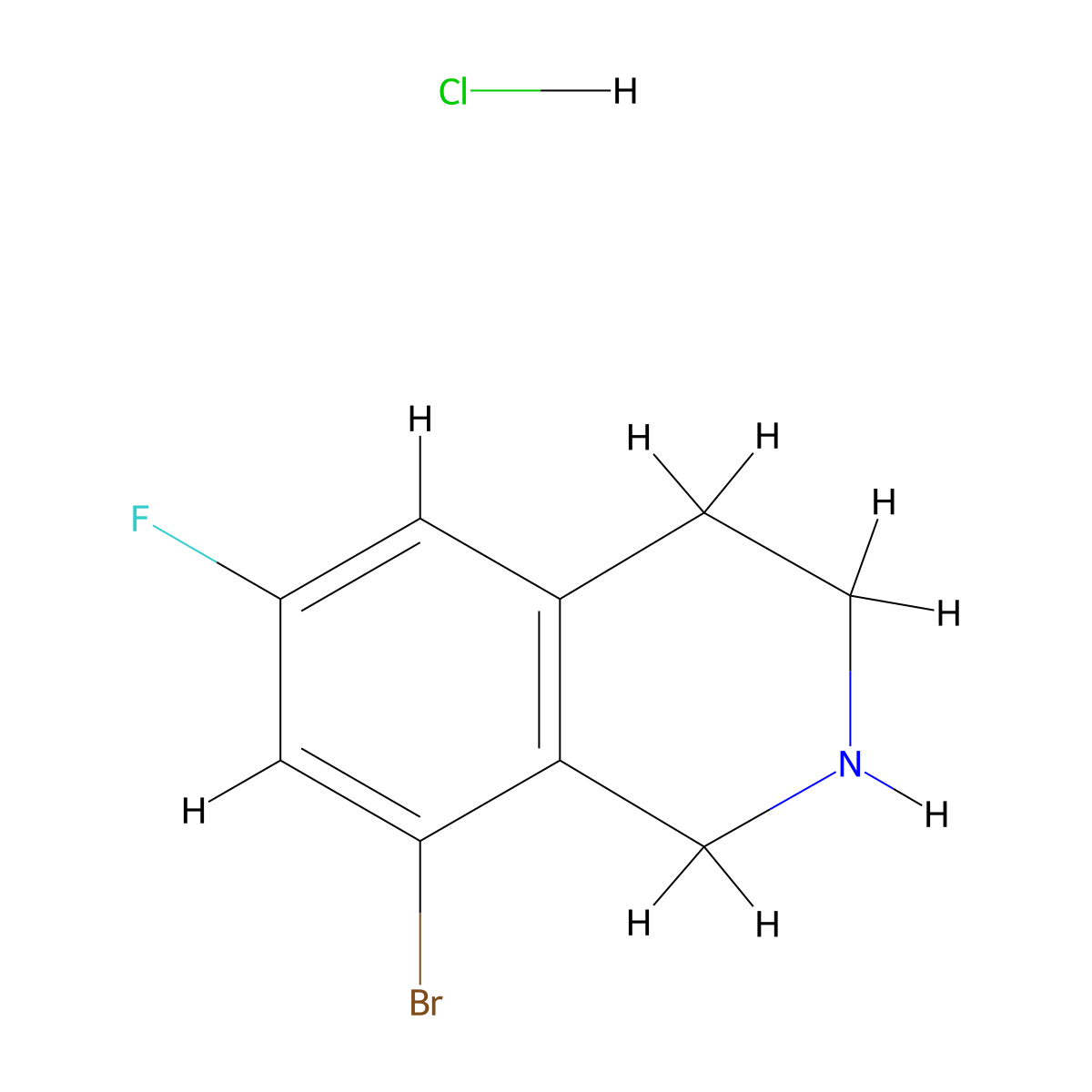 8-Bromo-6-fluoro-1,2,3,4-tetrahydroisoquinoline hydrochloride molecular structure, CAS 2094312-52-2