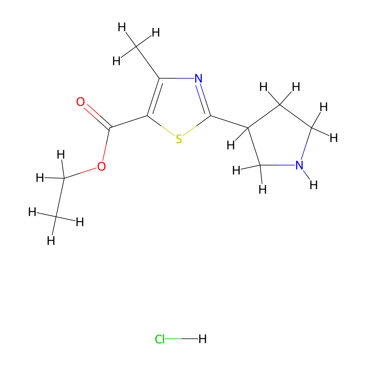 Ethyl 4-methyl-2-(pyrrolidin-3-yl)-1,3-thiazole-5-carboxylate hydrochloride molecular structure, CAS 2094317-18-5